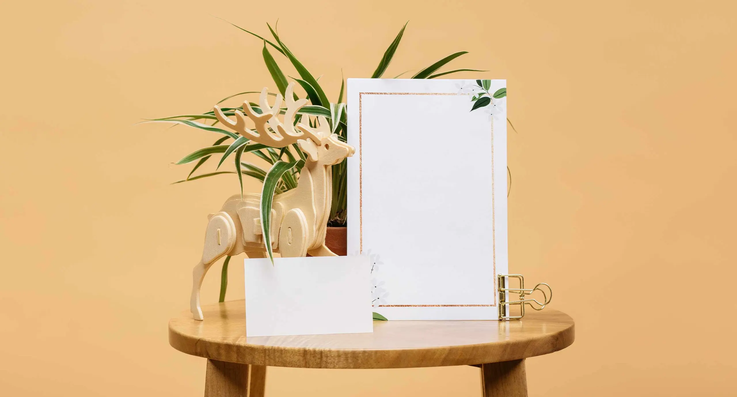 Display with Wooden Reindeer and Cards Display with Wooden Reindeer and Cards