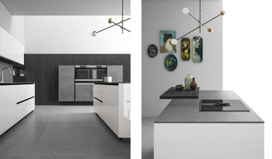 COCINA DE VIDRIO Y GRES CON ISLA - Imagen 2