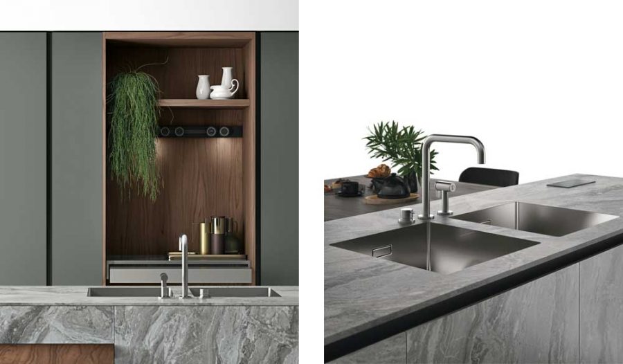 COCINA DE ESTRATIFICADO HPL PIEDRA Y FENIX® CON ISLA - Imagen 3