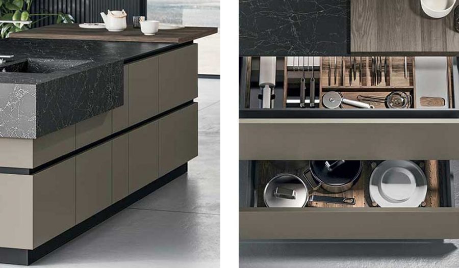 COCINA CON ISLA Y ENCIMERA GRES NEGRO Y MADERA - Imagen 3