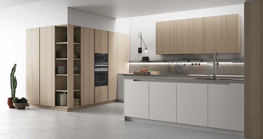 COCINA CON ISLA EN LACA Y MADERA - Imagen 5